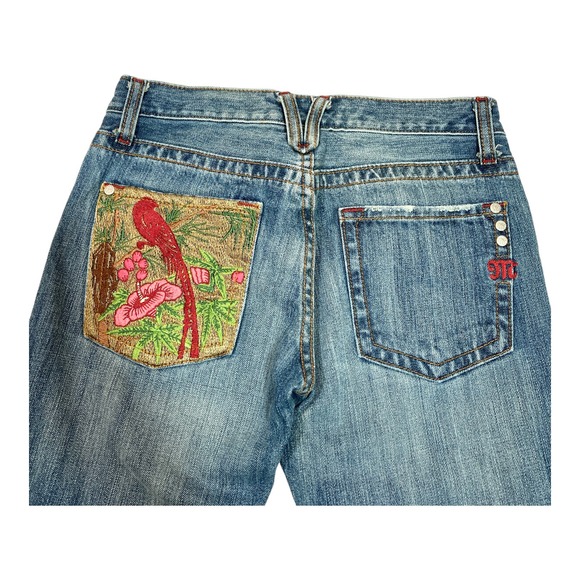 Vintage Miss Me Flare Jeans Parrot & Flower Embroidered Pocket Size 26 - Picture 3 of 10